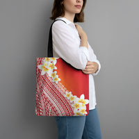 Tahiti Plumeria Tribal Pattern Tote Bag Wave Style Red LT05 - Polynesian Pride
