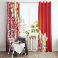 Tahiti Plumeria Tribal Pattern Window Curtain Wave Style Red LT05 - Polynesian Pride