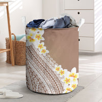 Tahiti Plumeria Tribal Pattern Laundry Basket Wave Style Brown LT05 Brown - Polynesian Pride