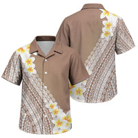 Tahiti Plumeria Tribal Pattern Family Matching Puletasi and Hawaiian Shirt Wave Style Brown LT05 Son's Shirt Brown - Polynesian Pride