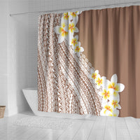 Tahiti Plumeria Tribal Pattern Shower Curtain Wave Style Brown LT05 - Polynesian Pride