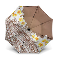 Tahiti Plumeria Tribal Pattern Umbrella Wave Style Brown LT05 One Size Folded 11.42 inch Opened Diameter 37.4 inch Brown - Polynesian Pride