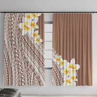 Tahiti Plumeria Tribal Pattern Window Curtain Wave Style Brown LT05 With Hooks Brown - Polynesian Pride