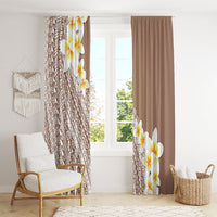 Tahiti Plumeria Tribal Pattern Window Curtain Wave Style Brown LT05 - Polynesian Pride