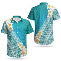 Tahiti Plumeria Tribal Pattern Couples Matching Mermaid Dress and Hawaiian Shirt Wave Style Turquoise LT05 - Polynesian Pride