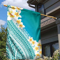 Tahiti Plumeria Tribal Pattern Garden Flag Wave Style Turquoise LT05 - Polynesian Pride