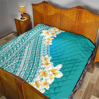 Tahiti Plumeria Tribal Pattern Quilt Wave Style Turquoise LT05 - Polynesian Pride