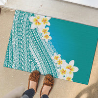Tahiti Plumeria Tribal Pattern Rubber Doormat Wave Style Turquoise LT05 - Polynesian Pride