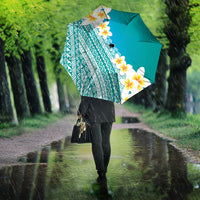 Tahiti Plumeria Tribal Pattern Umbrella Wave Style Turquoise LT05 - Polynesian Pride