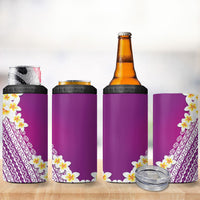 Tahiti Plumeria Tribal Pattern 4 in 1 Can Cooler Tumbler Wave Style Purple LT05 - Polynesian Pride