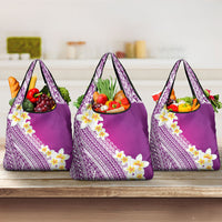 Tahiti Plumeria Tribal Pattern Grocery Bag Wave Style Purple LT05 3-pack One Size Purple - Polynesian Pride