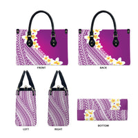 Tahiti Plumeria Tribal Pattern Leather Bag Wave Style Purple LT05 - Polynesian Pride