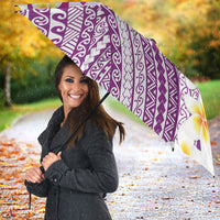 Tahiti Plumeria Tribal Pattern Umbrella Wave Style Purple LT05 - Polynesian Pride