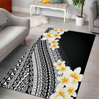 Tahiti Plumeria Tribal Pattern Area Rug Wave Style Black LT05 - Polynesian Pride