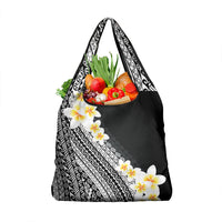 Tahiti Plumeria Tribal Pattern Grocery Bag Wave Style Black LT05 1-pack One Size Black - Polynesian Pride