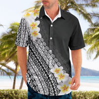 Tahiti Plumeria Tribal Pattern Hawaiian Shirt Wave Style Black LT05 - Polynesian Pride