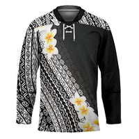 Tahiti Plumeria Tribal Pattern Hockey Jersey Wave Style Black LT05 Unisex Black - Polynesian Pride