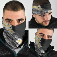 Tahiti Plumeria Tribal Pattern Neck Gaiter Wave Style Black LT05 - Polynesian Pride