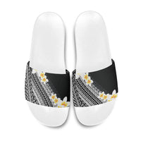 Tahiti Plumeria Tribal Pattern Slide Sandals Wave Style Black LT05 Black - Polynesian Pride