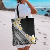 Tahiti Plumeria Tribal Pattern Tote Bag Wave Style Black LT05 - Polynesian Pride