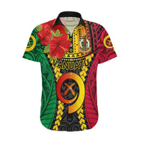Vanuatu Hawaiian Shirt Vanuatuan Coat Of Arms Mix Pig Tusk Poynesian Pattern LT05 Reggae - Polynesian Pride