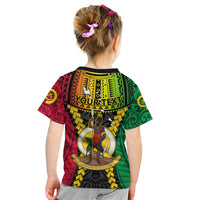 Personalized Vanuatu Kid T Shirt Vanuatuan Coat Of Arms Mix Pig Tusk Poynesian Pattern LT05 - Polynesian Pride