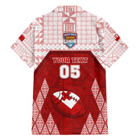 Custom Tonga Rugby Family Matching Off Shoulder Long Sleeve Dress and Hawaiian Shirt 2023 Pacific Championships Kupesi Ngatu Mate Maa LT05 - Polynesian Pride