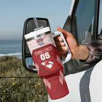 Custom Tonga Rugby Tumbler With Handle 2023 Pacific Championships Kupesi Ngatu Mate Maa LT05 - Polynesian Pride