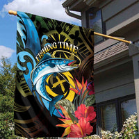 Vanuatu Fishing Garden Flag It's Time To Fish LT05 - Polynesian Pride