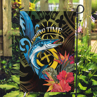 Vanuatu Fishing Garden Flag It's Time To Fish LT05 Garden Flag Black - Polynesian Pride