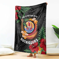 French Polynesia Outrigger Canoe Race Blanket Tropical Vibe LT05 - Polynesian Pride