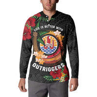 Personalised French Polynesia Outrigger Canoe Race Button Sweatshirt Tropical Vibe LT05 - Polynesian Pride