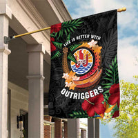 French Polynesia Outrigger Canoe Race Garden Flag Tropical Vibe LT05 House Flag Black - Polynesian Pride