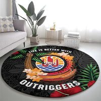 French Polynesia Outrigger Canoe Race Round Carpet Tropical Vibe