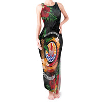 Personalised French Polynesia Outrigger Canoe Race Tank Maxi Dress Tropical Vibe LT05 Women Black - Polynesian Pride