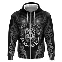 Aotearoa Toitu Te Tiriti Hoodie Ka Mua Ka Muri LT05 Zip Hoodie Black - Polynesian Pride
