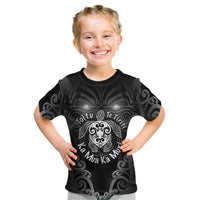 Aotearoa Toitu Te Tiriti Kid T Shirt Ka Mua Ka Muri LT05 Black - Polynesian Pride