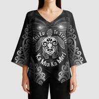 Aotearoa Toitu Te Tiriti Kimono Sleeve Blouse Ka Mua Ka Muri LT05 - Polynesian Pride