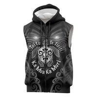 Aotearoa Toitu Te Tiriti Sleeveless Zip Hoodie Ka Mua Ka Muri LT05 Black - Polynesian Pride