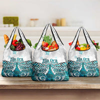 New Zealand Aotearoa Kia Ora Grocery Bag Paua Shell Maori Silver Fern LT05 3-pack One Size Turquoise - Polynesian Pride