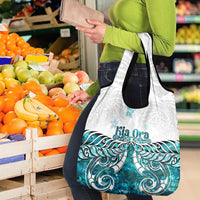 New Zealand Aotearoa Kia Ora Grocery Bag Paua Shell Maori Silver Fern LT05 - Polynesian Pride