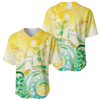 Personalised Cook Islands Kia Orana Baseball Jersey Polynesian Turtle With Circle Stars LT05 - Polynesian Pride