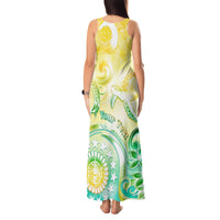 Personalised Cook Islands Kia Orana Tank Maxi Dress Polynesian Turtle With Circle Stars LT05 - Polynesian Pride