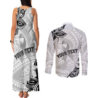Personalised Polynesia Brain Cancer Couples Matching Tank Maxi Dress and Long Sleeve Button Shirt No One Fights Alone LT05 - Polynesian Pride