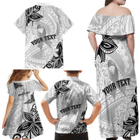 Personalised Polynesia Brain Cancer Family Matching Off Shoulder Maxi Dress and Hawaiian Shirt No One Fights Alone LT05 - Polynesian Pride