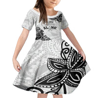 Personalised Polynesia Brain Cancer Family Matching Off Shoulder Short Dress and Hawaiian Shirt No One Fights Alone LT05 Daughter's Dress White - Polynesian Pride