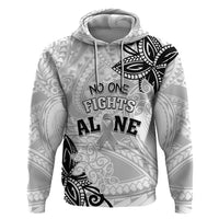 Personalised Polynesia Brain Cancer Hoodie No One Fights Alone LT05 Pullover Hoodie White - Polynesian Pride