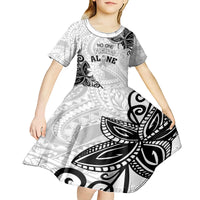 Personalised Polynesia Brain Cancer Kid Short Sleeve Dress No One Fights Alone LT05 - Polynesian Pride