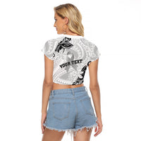 Personalised Polynesia Brain Cancer Raglan Cropped T Shirt No One Fights Alone