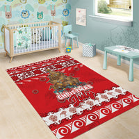 New Zealand Christmas In July Area Rug Maori Kiwi Xmas Tree - Red